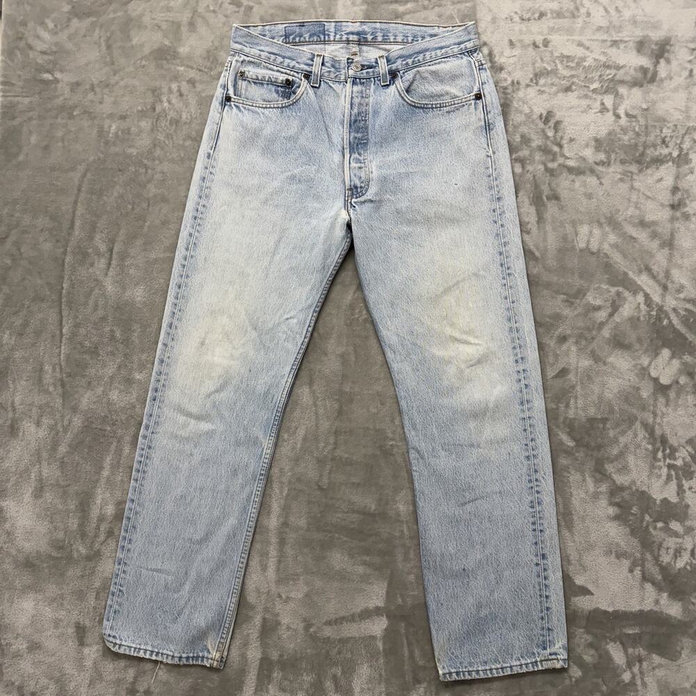Vtg 80s Levis 501 Light Wash Button Fly Jeans 30x30 (Fits 31x29) USA 1987